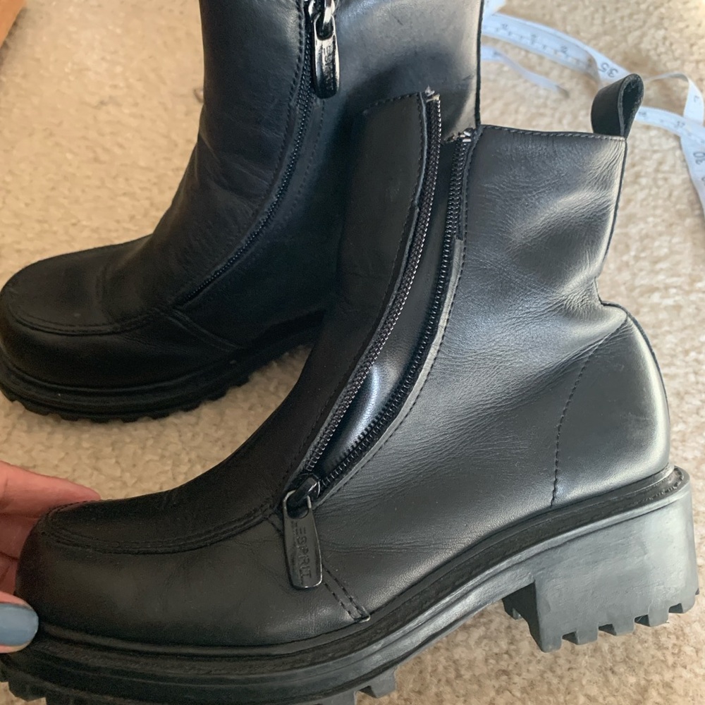 Vintage Esprit Black Leather Ankle Boots